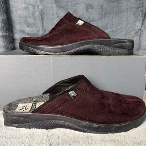 Fly Flot Naturform Mens Burgundy Corduroy Slipper Clogs Italy Size 43 US 10